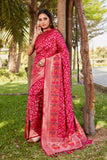 Pink Gharchola Bandhej Silk Sarees For Weddings