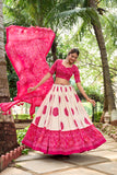 Pink tussar silk Bandhej design lehenga choli