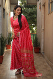 Pink Bandhej Silk Saree with Checks Pattern Pallu