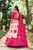 Pink tussar silk Bandhej design lehenga choli