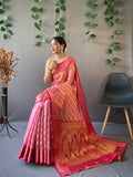 Pink Organza Saree with Jacquard Border