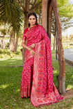 Pink Gharchola Bandhej Silk Sarees For Weddings
