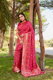 Pink Gharchola Bandhej Silk Sarees For Weddings