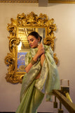 Pista Tissue Shimmer Saree with Sequins Lace Border