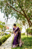 Purple Color Handloom Raw Silk Saree