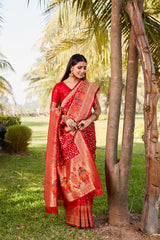 Red Gharchola Bandhej Silk Sarees For Weddings
