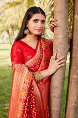 Red Gharchola Bandhej Silk Sarees For Weddings