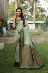 Bottle Green Kanjivaram Saree For Festival