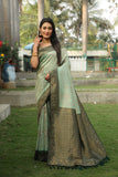 Bottle Green Kanjivaram Saree For Festival