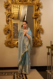Sky Blue Tissue Shimmer Saree with Sequins Lace Border