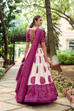 Purple tussar silk bandhej design lehenga choli