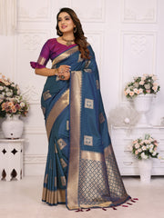 Firoz Color Premium Lichi Soft Silk Saree with Woven Butta Design, Zari Borders & Rich Pallu – Elegant Wedding & Party Wear.