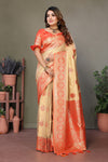 Orange Viscose Silky Saree for Weddings