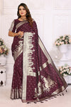 Maroon Pure Lichi Silk Summer Special Saree Collection