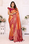 Orange Designer Banarasi Tissue Silk Saree