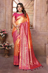 Orange Pure Banarasi Tissue Silk Saree For Women