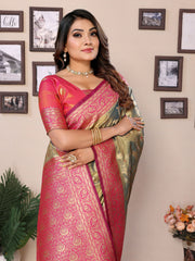 Pink Color Pure Tissue Silk Saree for Weddings