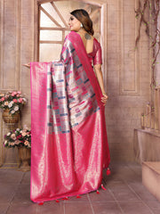 Gray Chaturi Weaving Banarasi Silk Saree