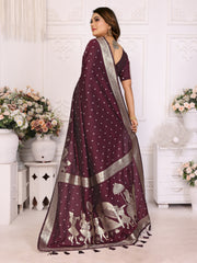 Maroon Pure Lichi Silk Summer Special Saree Collection