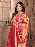 Orange Handloom Tissue Silk Saree For Wedding