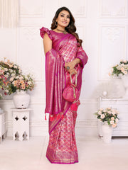 Pink Chaturi Banarasi Silk Saree with Price