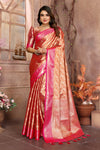 Orange Handloom Tissue Silk Saree For Wedding