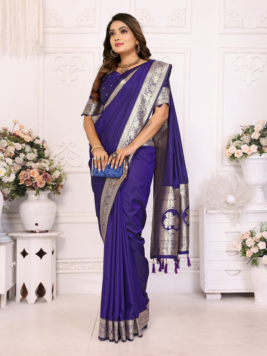 Blue Banarasi Silk Saree for Weddings.