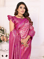 Pink Chaturi Banarasi Silk Saree with Price