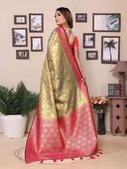 Pink Color Pure Tissue Silk Saree for Weddings