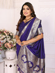 Blue Banarasi Silk Saree for Weddings.