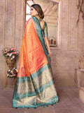 Orange Pure Banarasi Tissue Silk Patola Weaving Saree