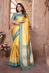 Yellow Color Pure Banarasi Tissue Silk Patola Weaving Saree