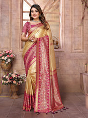 Cream Pure Banarasi Tissue Silk Saree