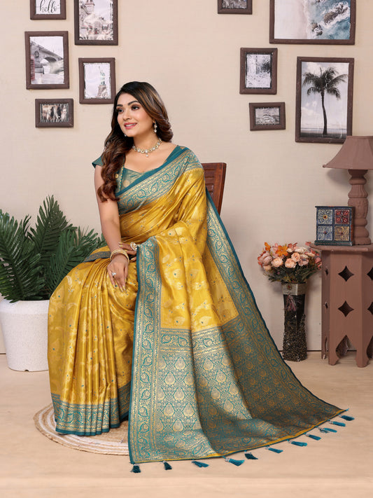 Sky Color Pure Tissue Silk Saree for Weddings