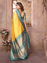 Yellow Color Pure Banarasi Tissue Silk Patola Weaving Saree