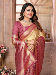 Cream Pure Banarasi Tissue Silk Saree