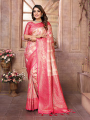 Peach Chaturi Weaving Banarasi Silk Saree