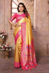 Mustard Pure Banarasi Tissue Silk Saree Paithani Pallu