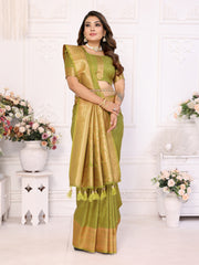 Green Soft Silk Saree with Matching Silk Blouse