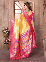 Mustard Pure Banarasi Tissue Silk Saree Paithani Pallu