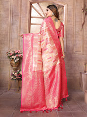 Peach Chaturi Weaving Banarasi Silk Saree