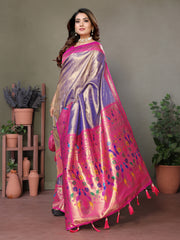 Purple Color Pure Banarasi Tissue Silk Saree