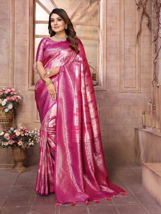 Pink Chaturi Weaving Banarasi Silk Saree