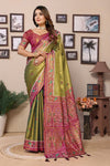 Green Color Pure Banarasi Tissue Silk Saree with Patola Woven Borders