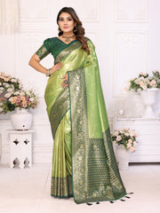 Green Pure Banarasi Tissue Silk Saree For Women