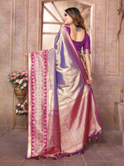 Purple Designer Pure Banarasi Tissue Silk Saree