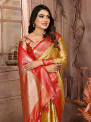 Mustard Color Handloom Tissue Silk Saree For Wedding