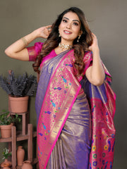 Purple Color Pure Banarasi Tissue Silk Saree