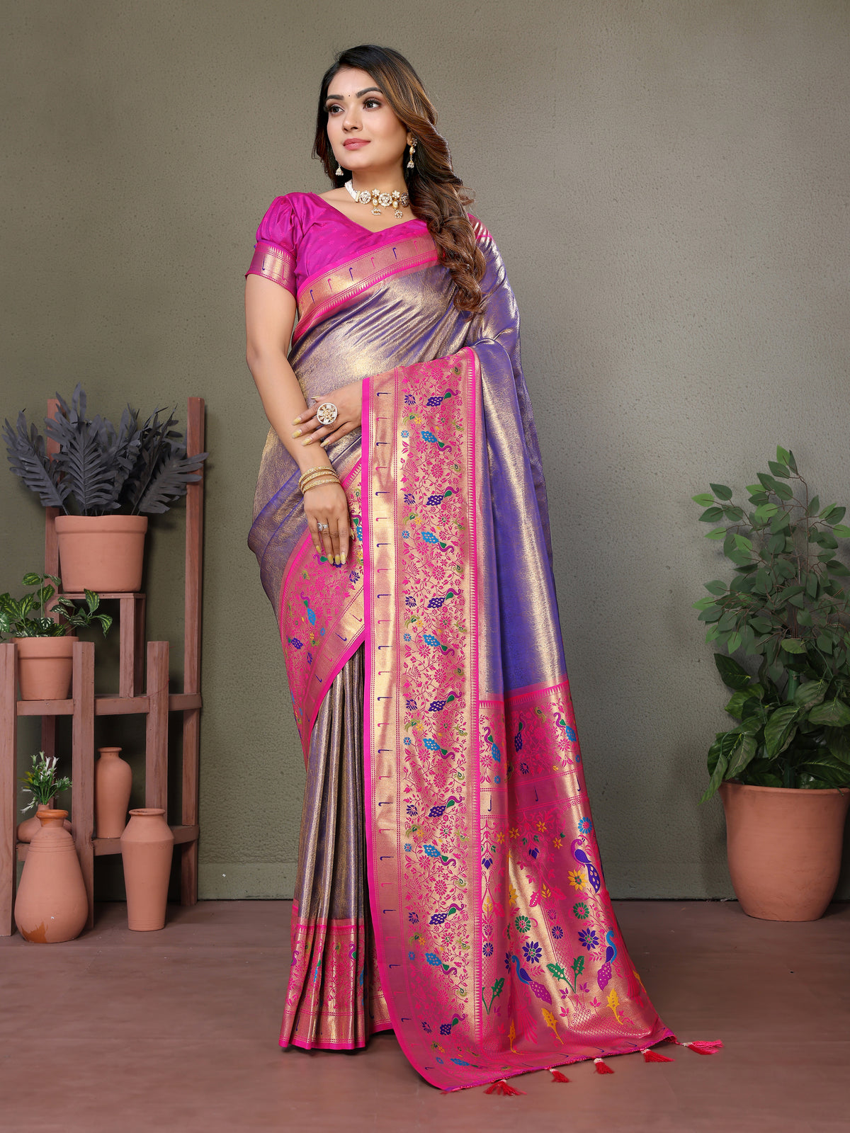 Purple Color Pure Banarasi Tissue Silk Saree