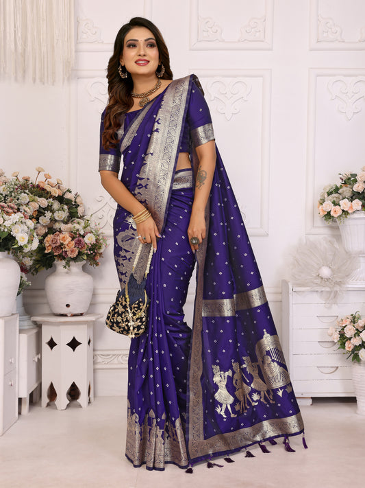 Blue Exclusive Summer Special Pure Lichi Silk Saree Collection | Premium Quality Kochi Silk with Bandhej Weaving | Official Wear, Easy Maintenance & Durable | Soft, Comfy & Easy to Drape.